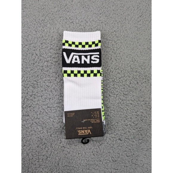 Vans Other - Vans Drop V Crew Socks Mens Womens 6.5-9 Black White Stripe Checkerboard Logo